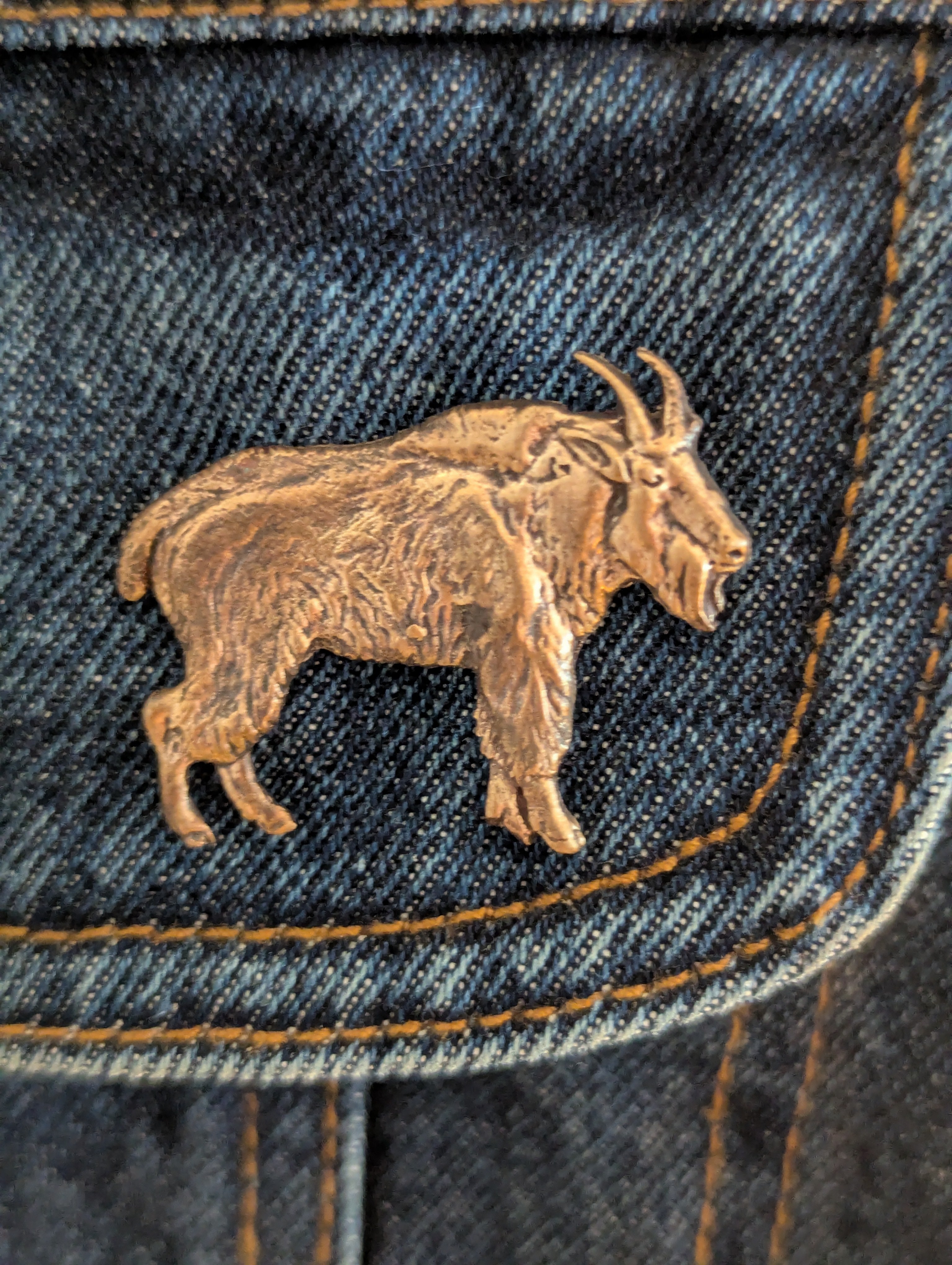 Bronze Mountain Goat Brooch