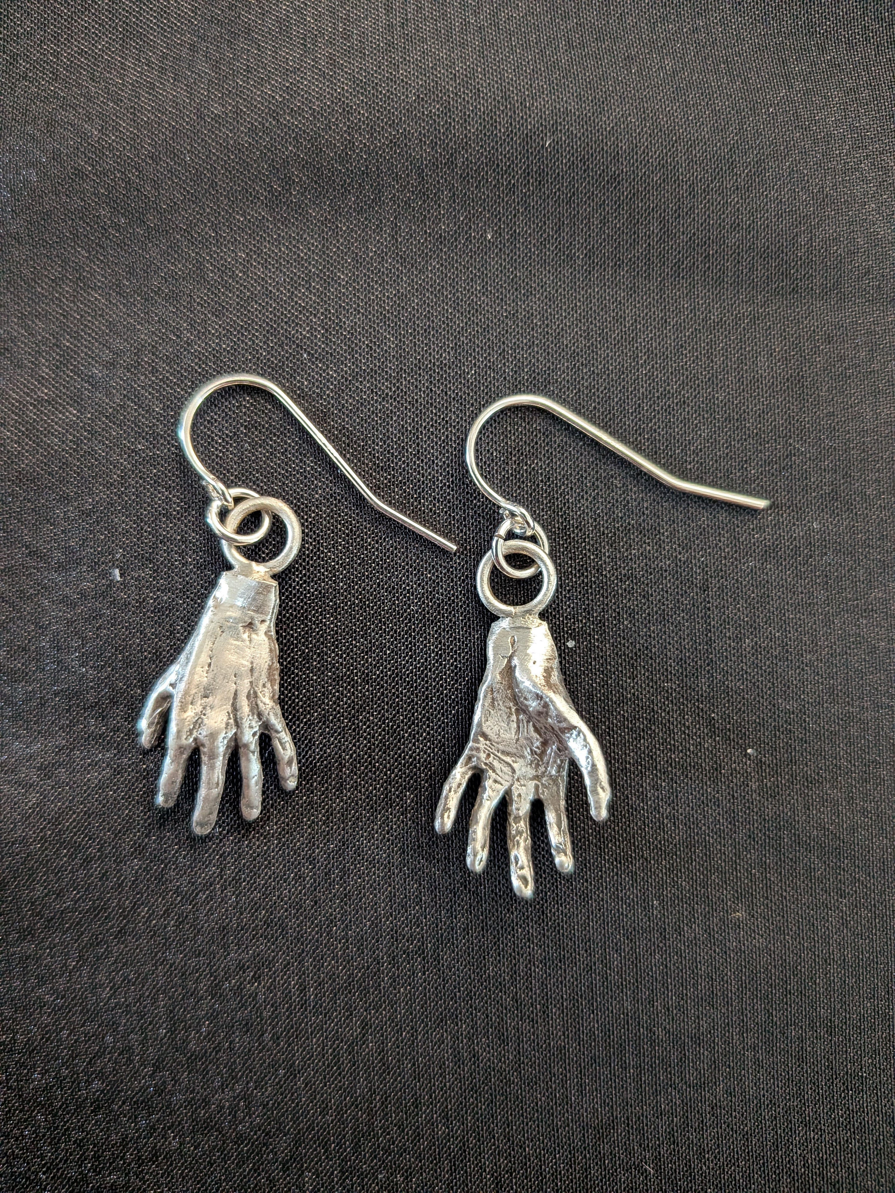 Hand-Shaped Silver Earrings
