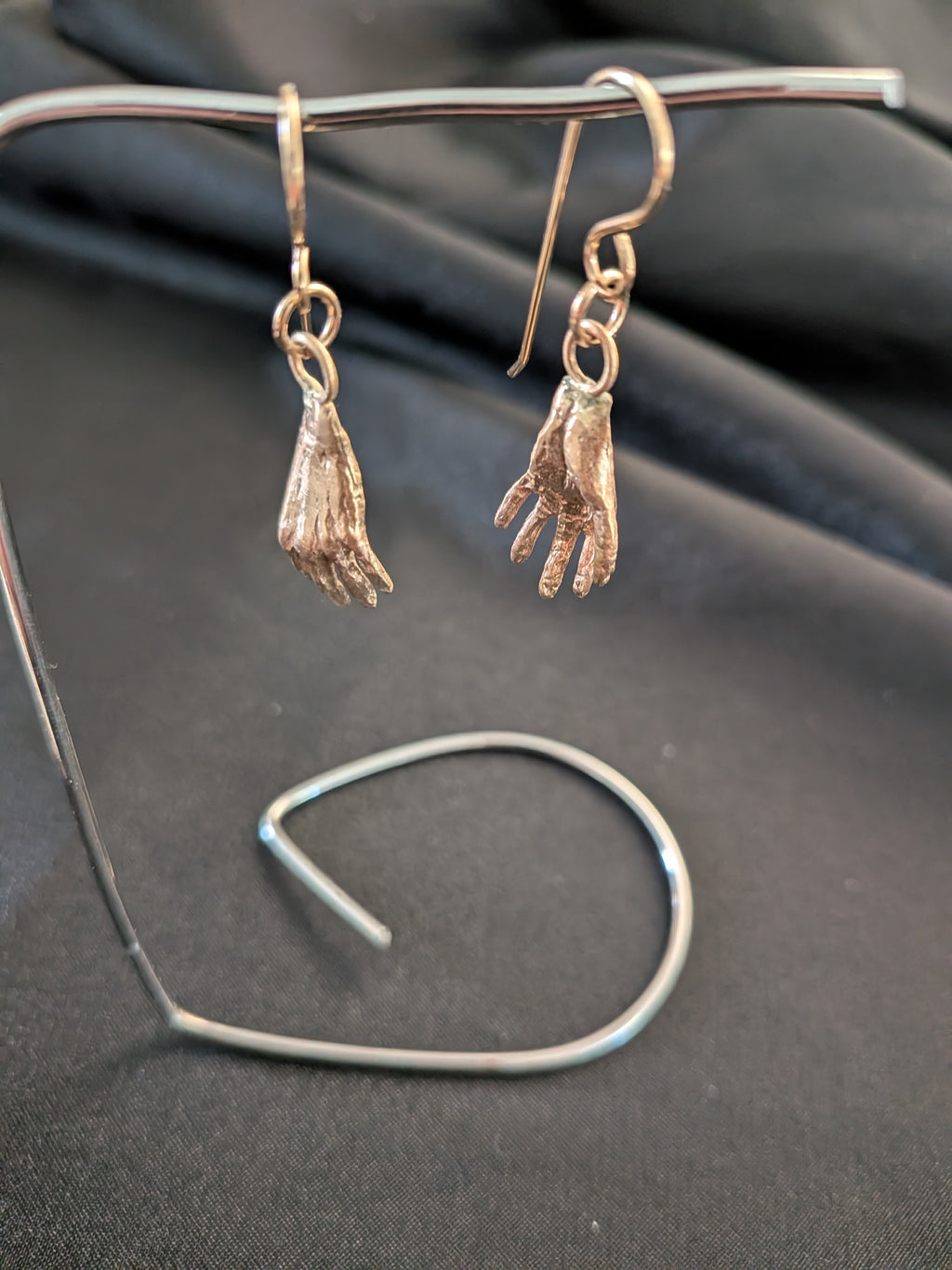 Hand-Shaped Silver Earrings