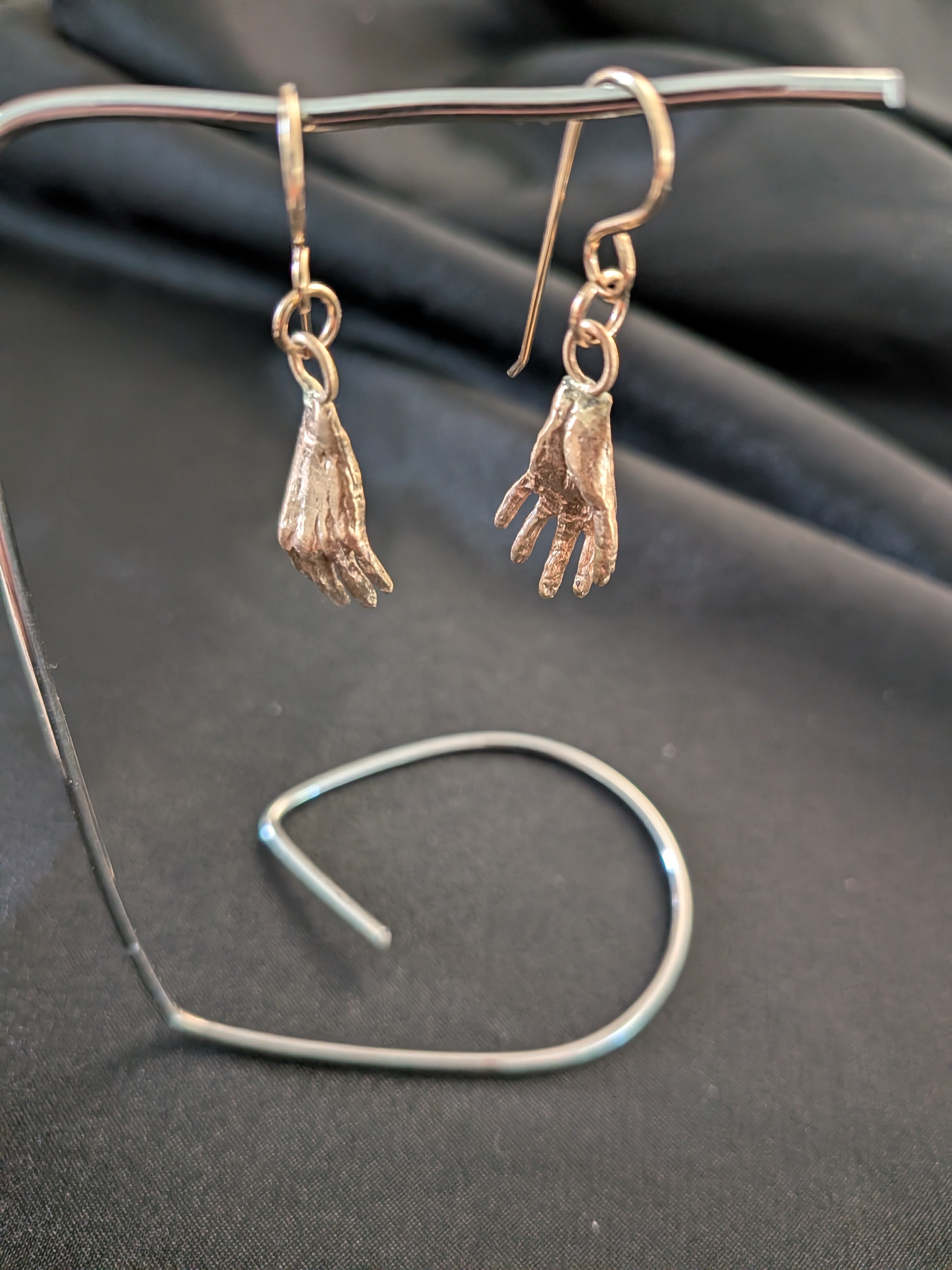 Hand-Shaped Silver Earrings