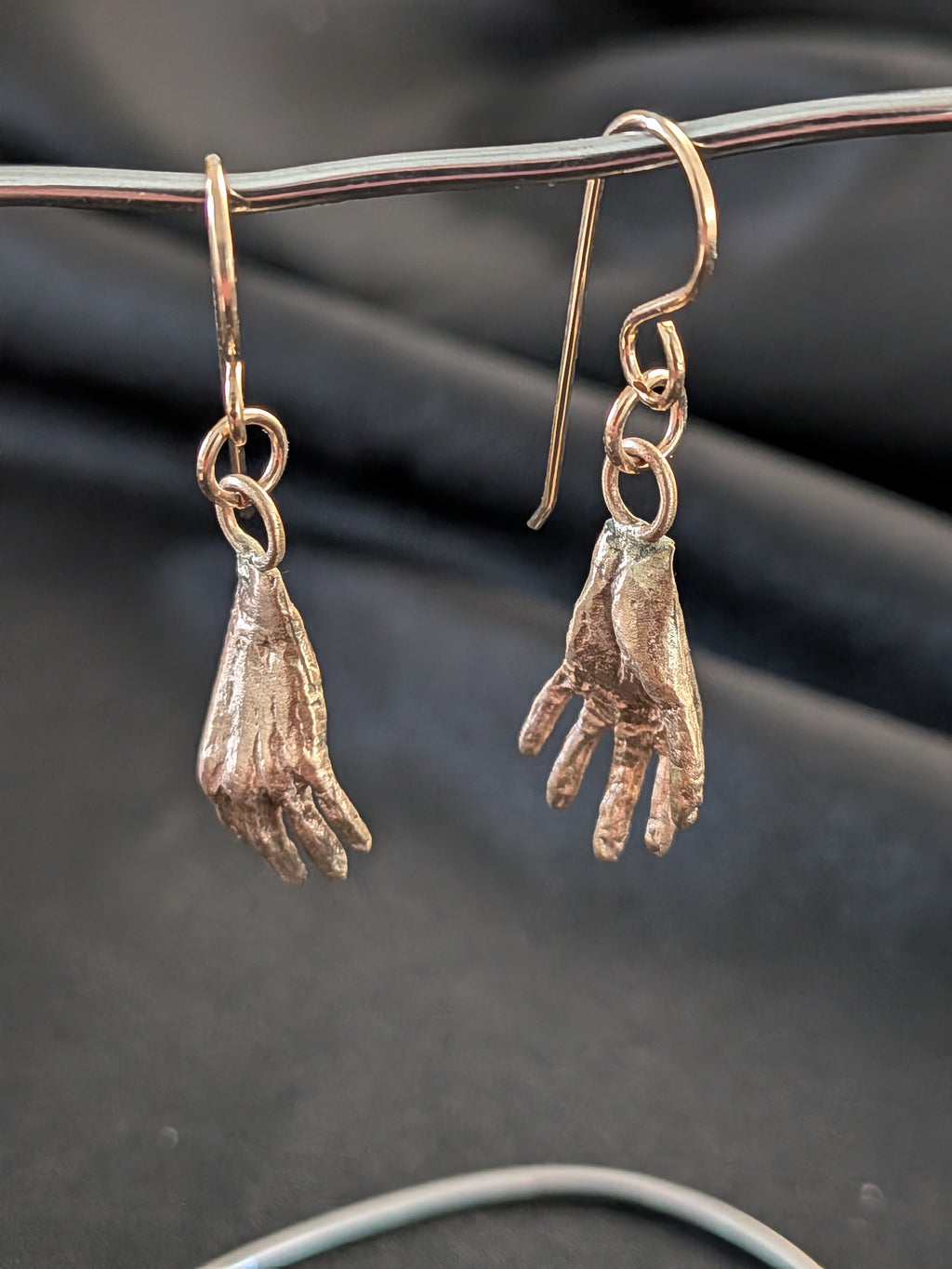 Hand-Shaped Silver Earrings