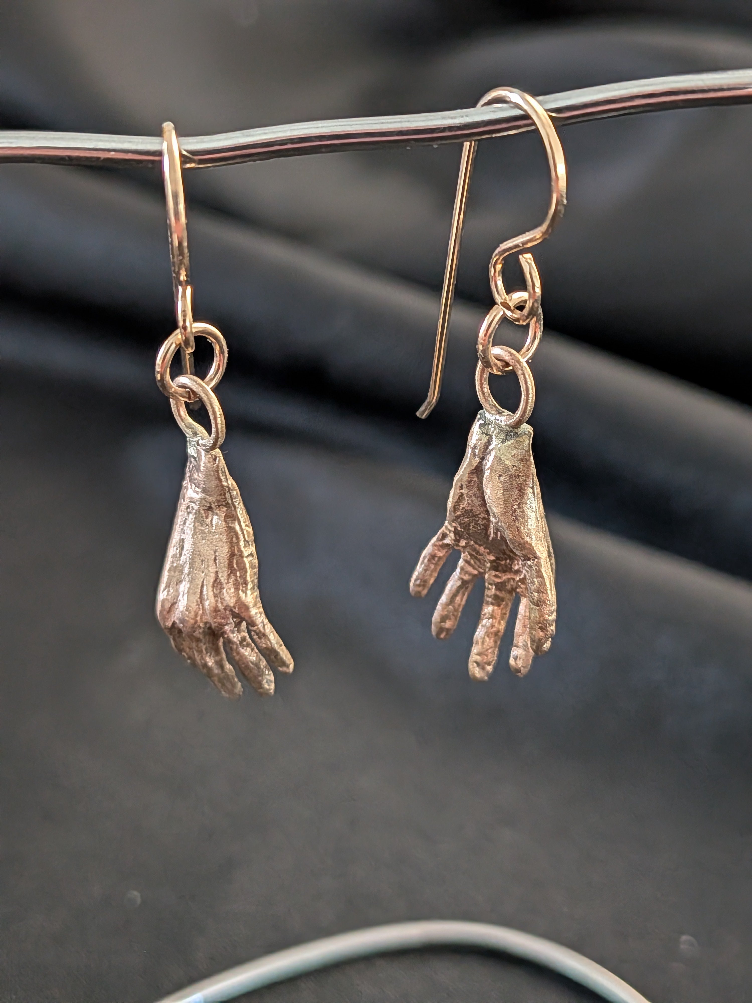 Hand-Shaped Silver Earrings