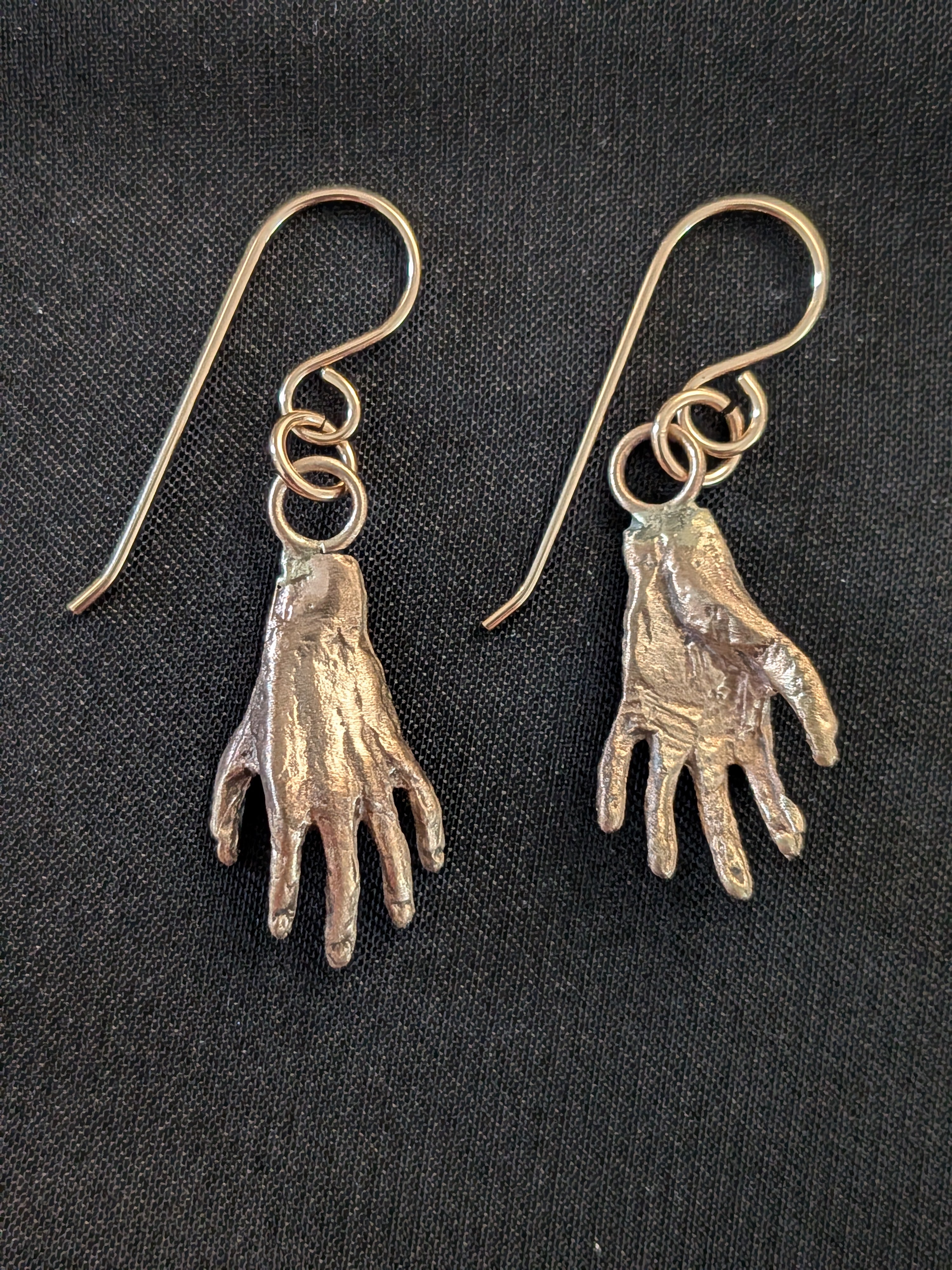 Hand-Shaped Silver Earrings